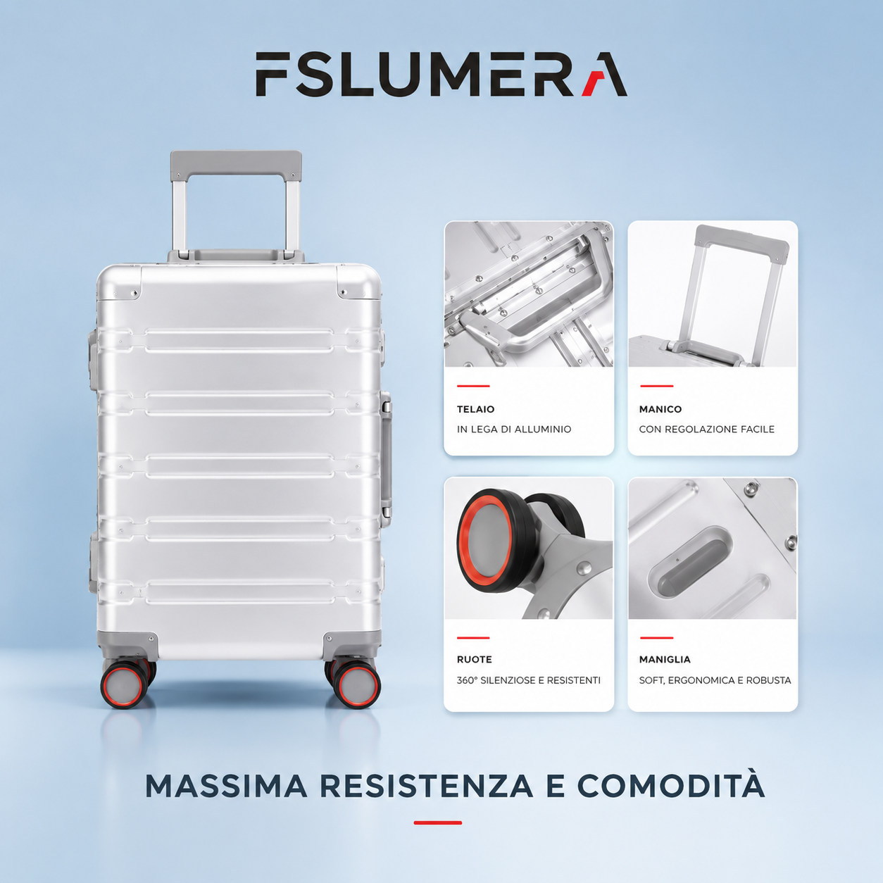 Valigia da Viaggio di Lusso in Lega di Alluminio-Magnesio , Trolley, Bagaglio a Mano