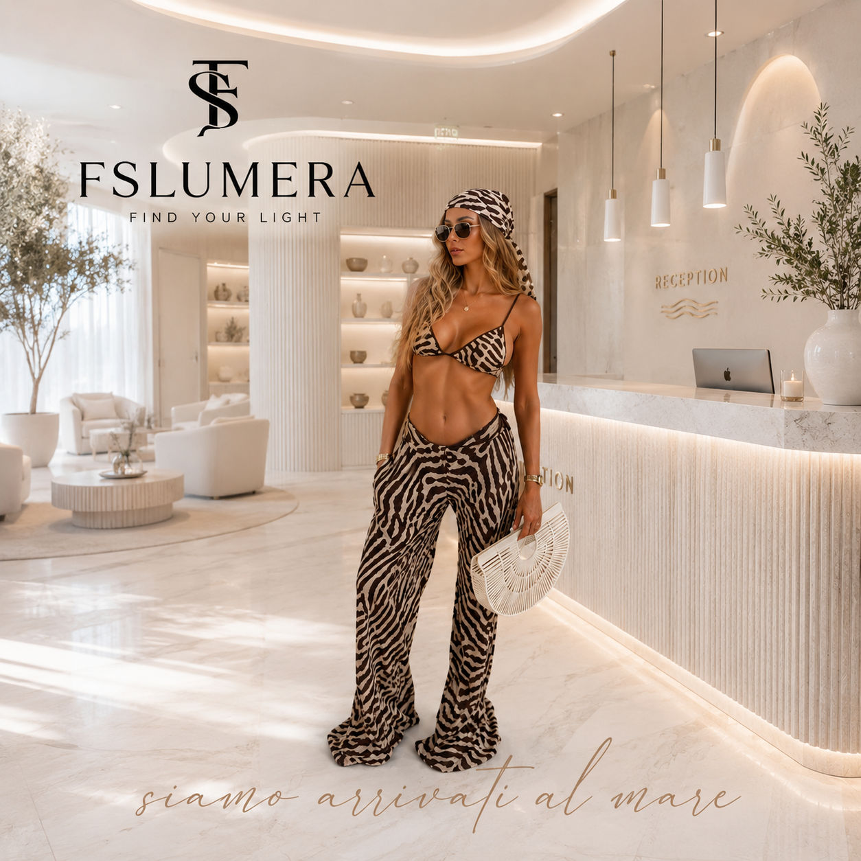 Set Bikini Donna 3 Pezzi con Kimono Copricostume – Costume da Bagno Estivo Stampato FSLUMERA