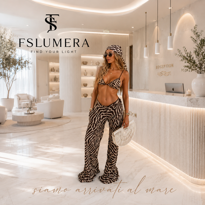 Set Bikini Donna 3 Pezzi con Kimono Copricostume – Costume da Bagno Estivo Stampato FSLUMERA