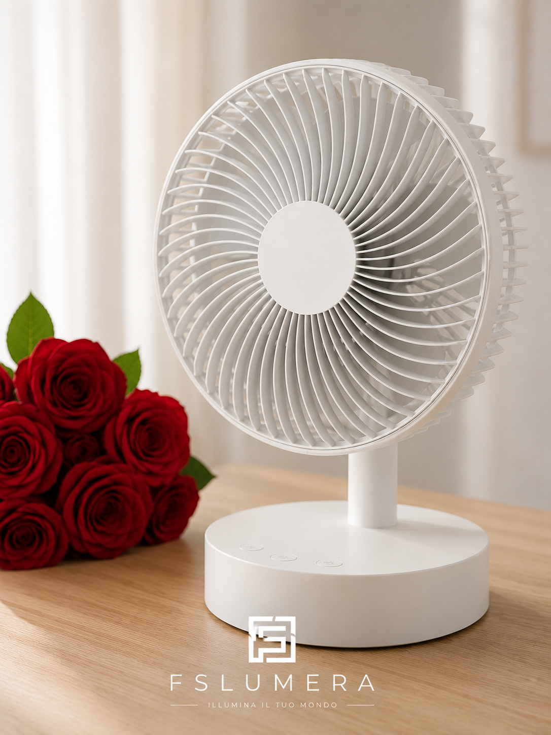 Ventilatore da Tavolo Piccolo Bianco con Timer Silenzioso, Quattro Velocità Regolabili