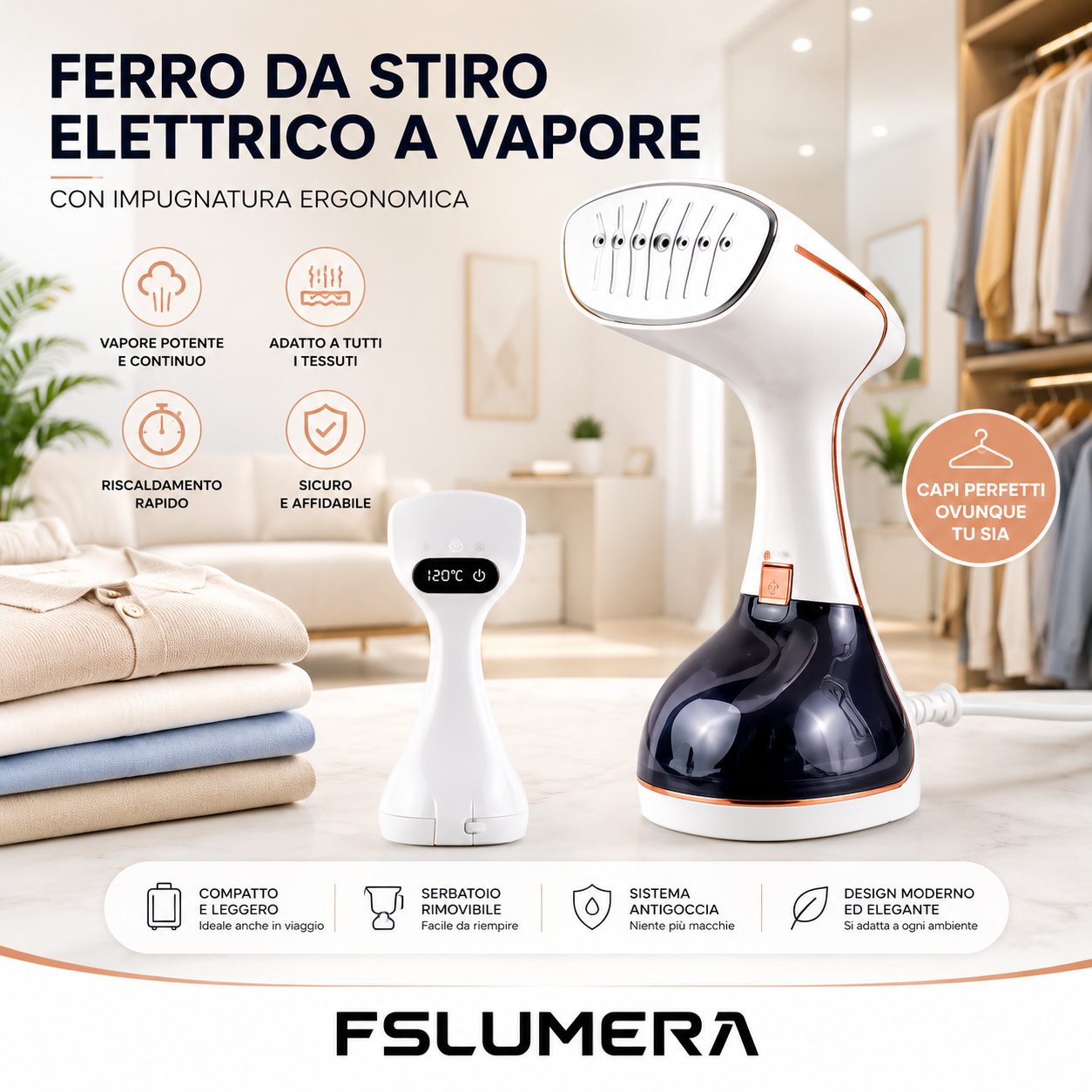 Ferro da Stiro Verticale a Vapore FSLUMERA 1800W