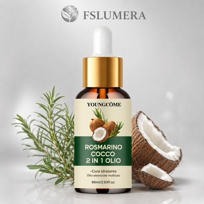 Olio essenziale di rosmarino e olio di cocco per capelli, migliora la caduta dei capelli e nutre, rinforza le radici dei capelli, trattamento per il cuoio capelluto, cura dei capelli