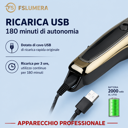 Tagliacapelli Professionale FSLUMERA con 12 Pettini, Display LCD, Batteria 2000mAh e Kit Accessori Completo