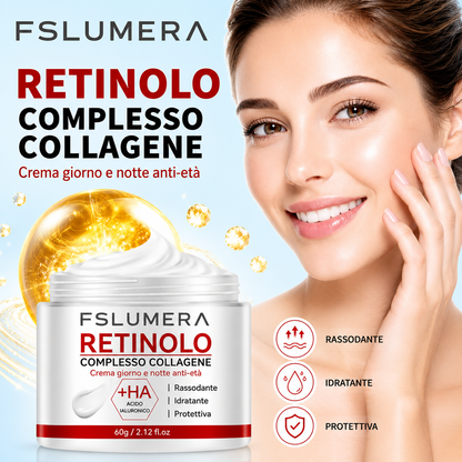 FSLUMERA Crema Viso Retinolo, Collagene e Acido Ialuronico – Anti-Età Rassodante e Idratante 60g