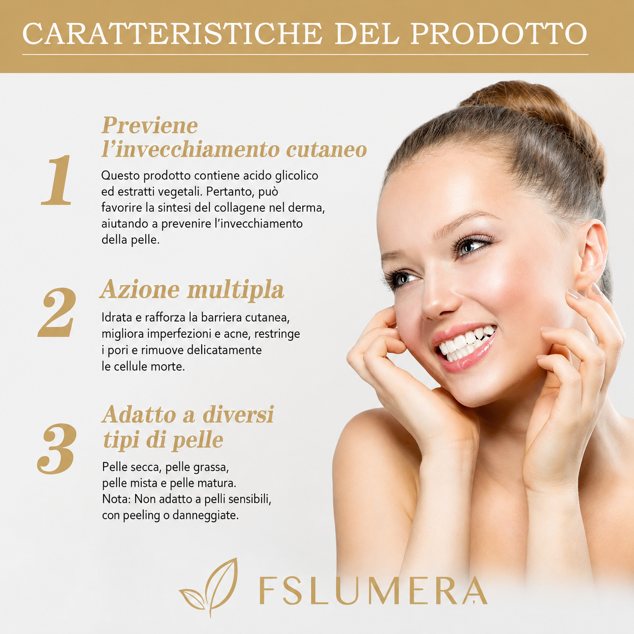 Soluzione tonificante al 7% di acido glicolico da 100 ml per rimuovere l'acne e idratare lozione ringiovanente per la pelle