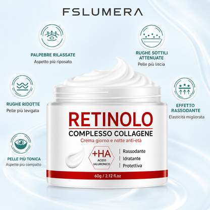 FSLUMERA Crema Viso Retinolo, Collagene e Acido Ialuronico – Anti-Età Rassodante e Idratante 60g