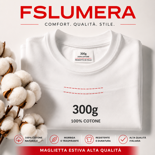 Maglietta Premium FSLUMERA 300G – 100% Cotone di Alta Qualità