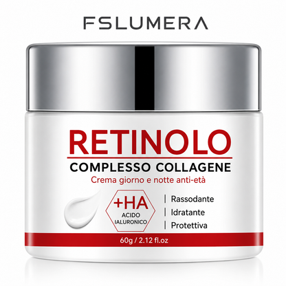FSLUMERA Crema Viso Retinolo, Collagene e Acido Ialuronico – Anti-Età Rassodante e Idratante 60g