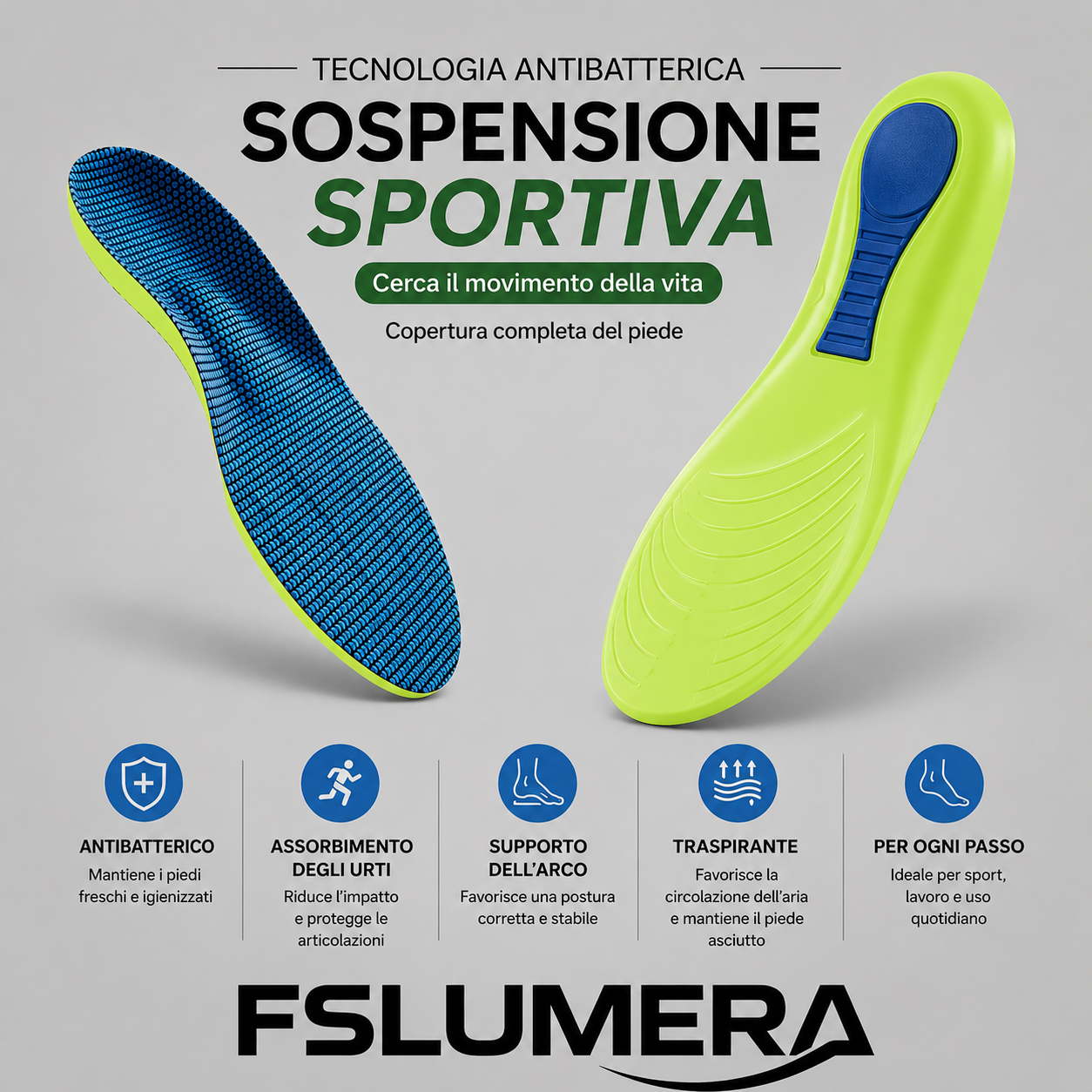 Solette ortopediche per piedi Sport Soletta ammortizzante per scarpe Supporto per arco plantare Modelli per fascite plantari (tallonite) Cuscinetti Uomo Donna