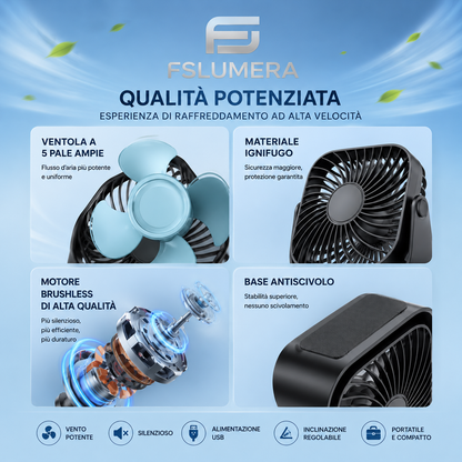 Mini ventilatore portatile USB da 4 pollici per campeggio, ventilatore personale da tavolo silenzioso a 3 velocità, 360 ° Regolazione dei ventilatori in piedi per la stanza di casa