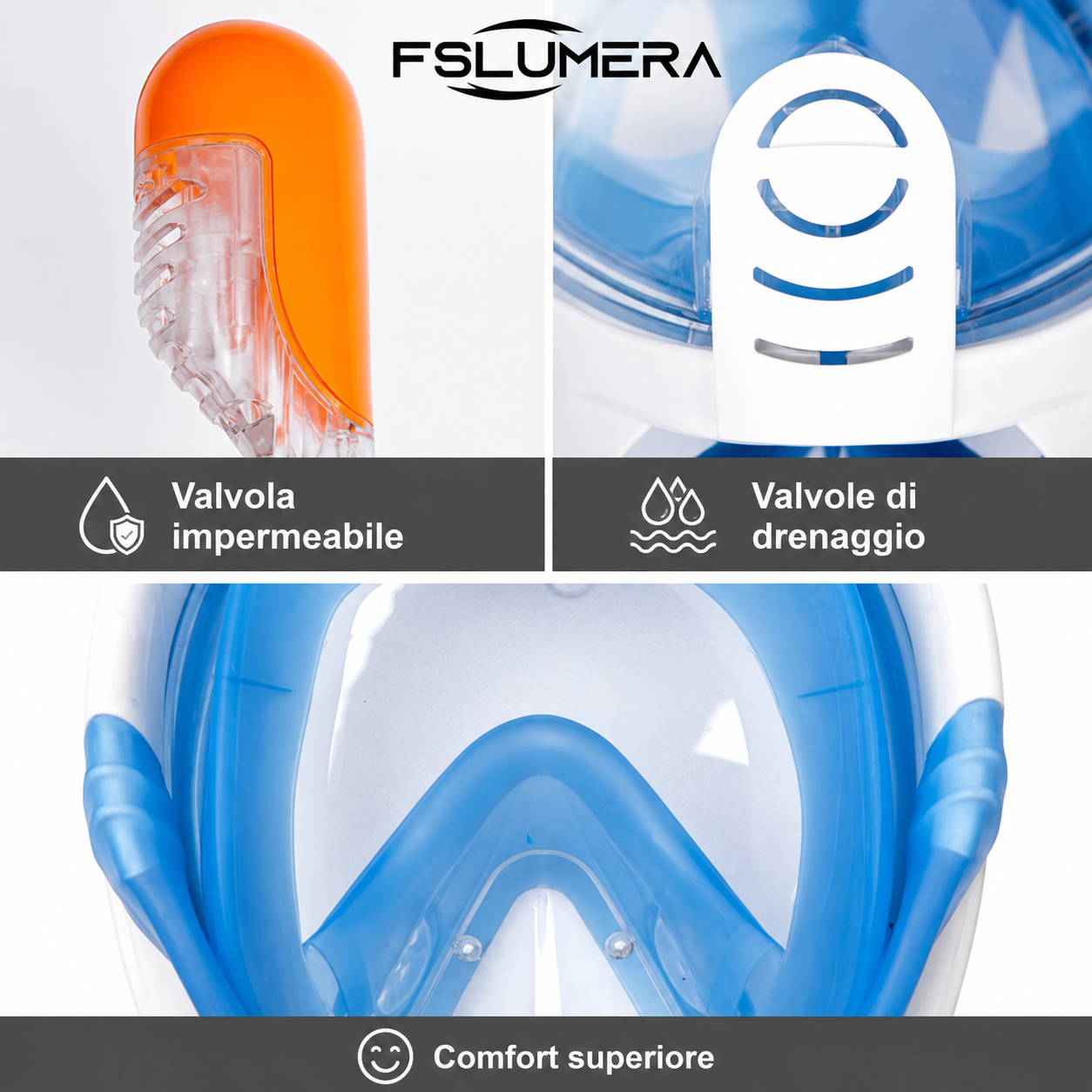 Scuba subacquea Anti Fog Maschera subacquea a pieno facciale Snorkeling ,Maschere respiratorie nuoto impermeabile sicura per bambini adulti