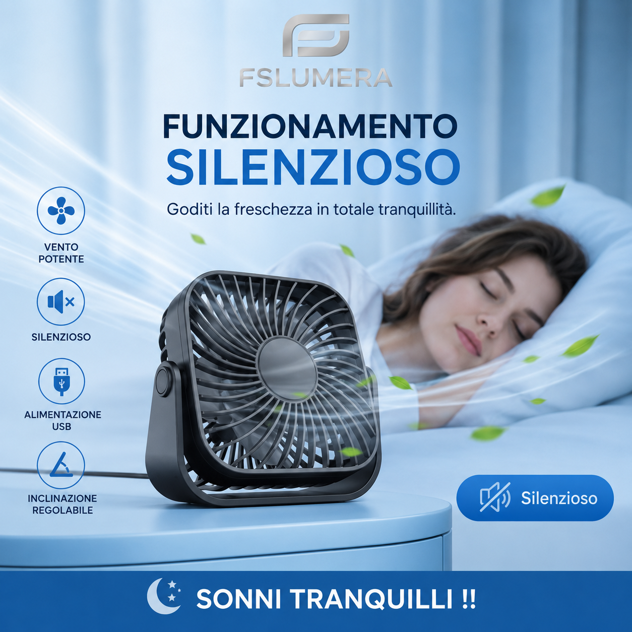 Mini ventilatore portatile USB da 4 pollici per campeggio, ventilatore personale da tavolo silenzioso a 3 velocità, 360 ° Regolazione dei ventilatori in piedi per la stanza di casa
