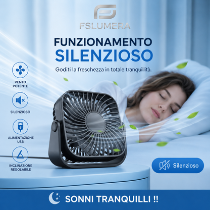 Mini ventilatore portatile USB da 4 pollici per campeggio, ventilatore personale da tavolo silenzioso a 3 velocità, 360 ° Regolazione dei ventilatori in piedi per la stanza di casa