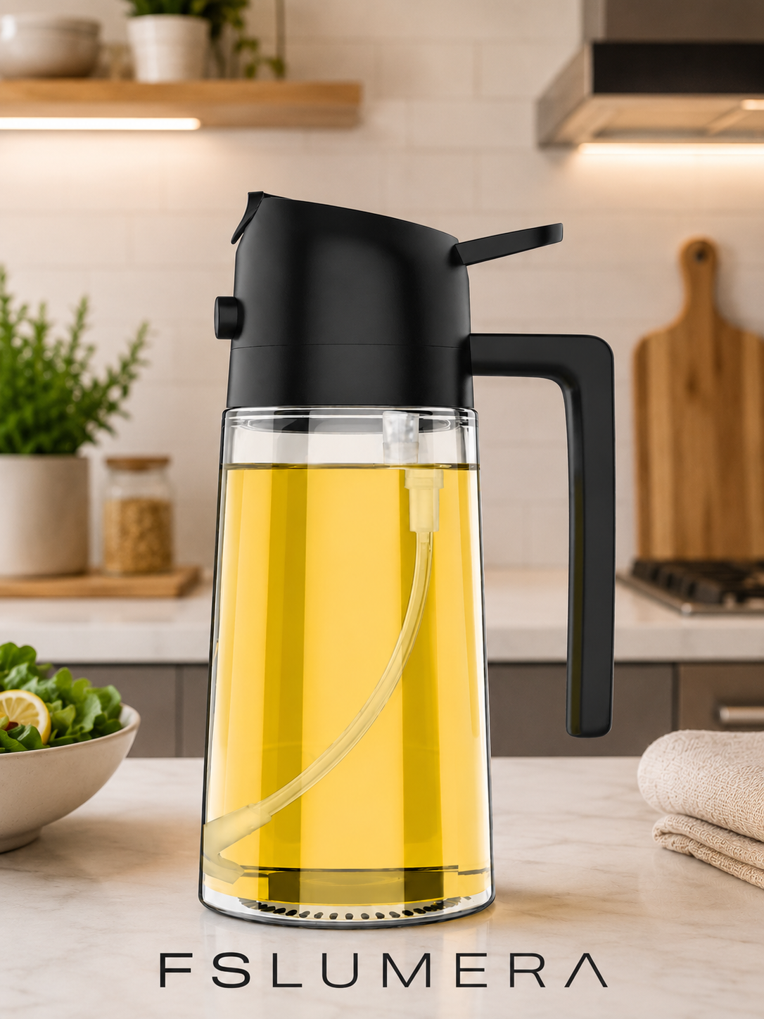 Dispenser spray olio da cucina 2 in 1: spruzzatore o solo pennello per friggitrice ad aria, insalate, griglia