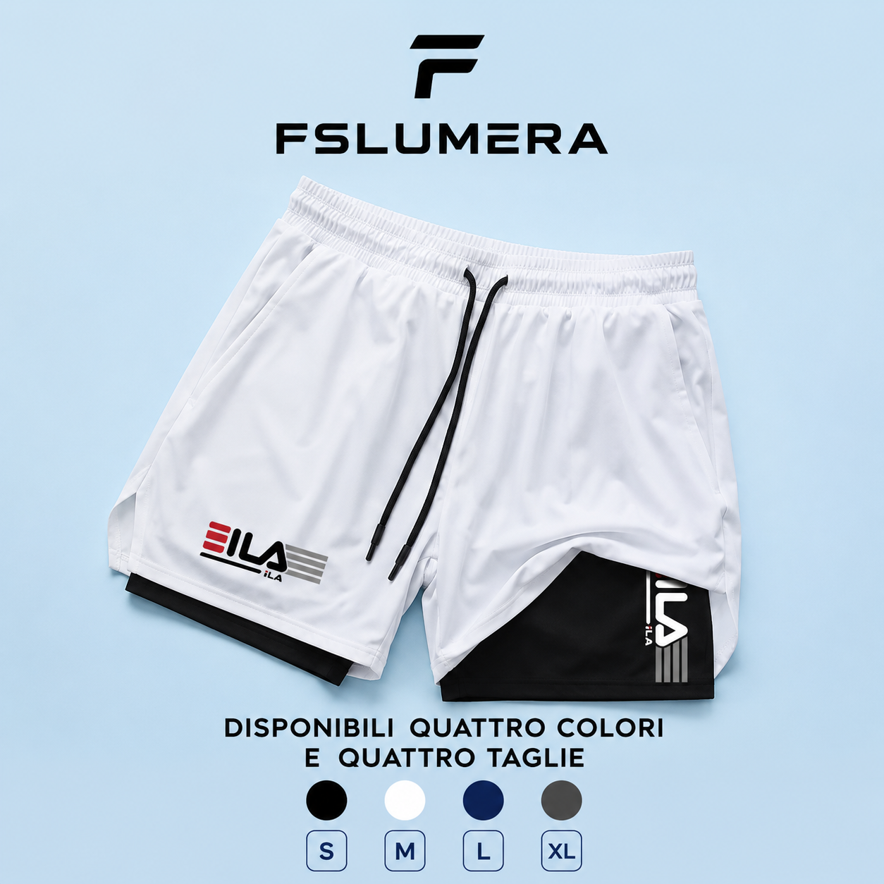 Pantaloncini sportivi da uomo Traspiranti a doppio strato ad asciugatura rapida Pantaloni sportivi da corsa estivi M-XXL