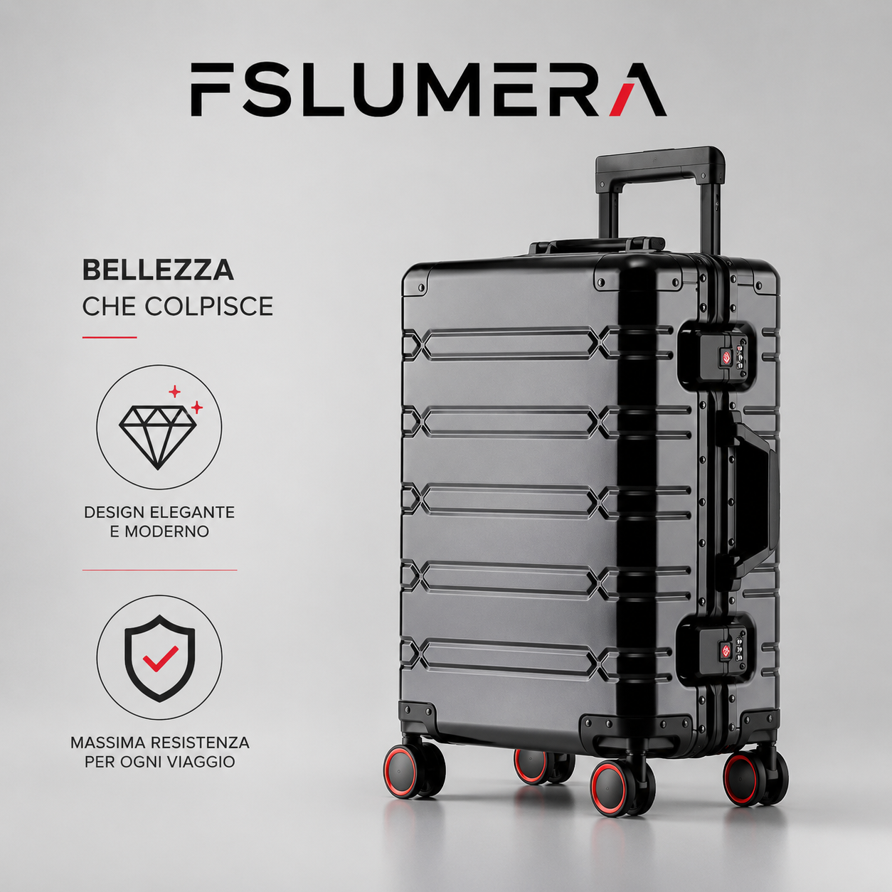Valigia da Viaggio di Lusso in Lega di Alluminio-Magnesio , Trolley, Bagaglio a Mano
