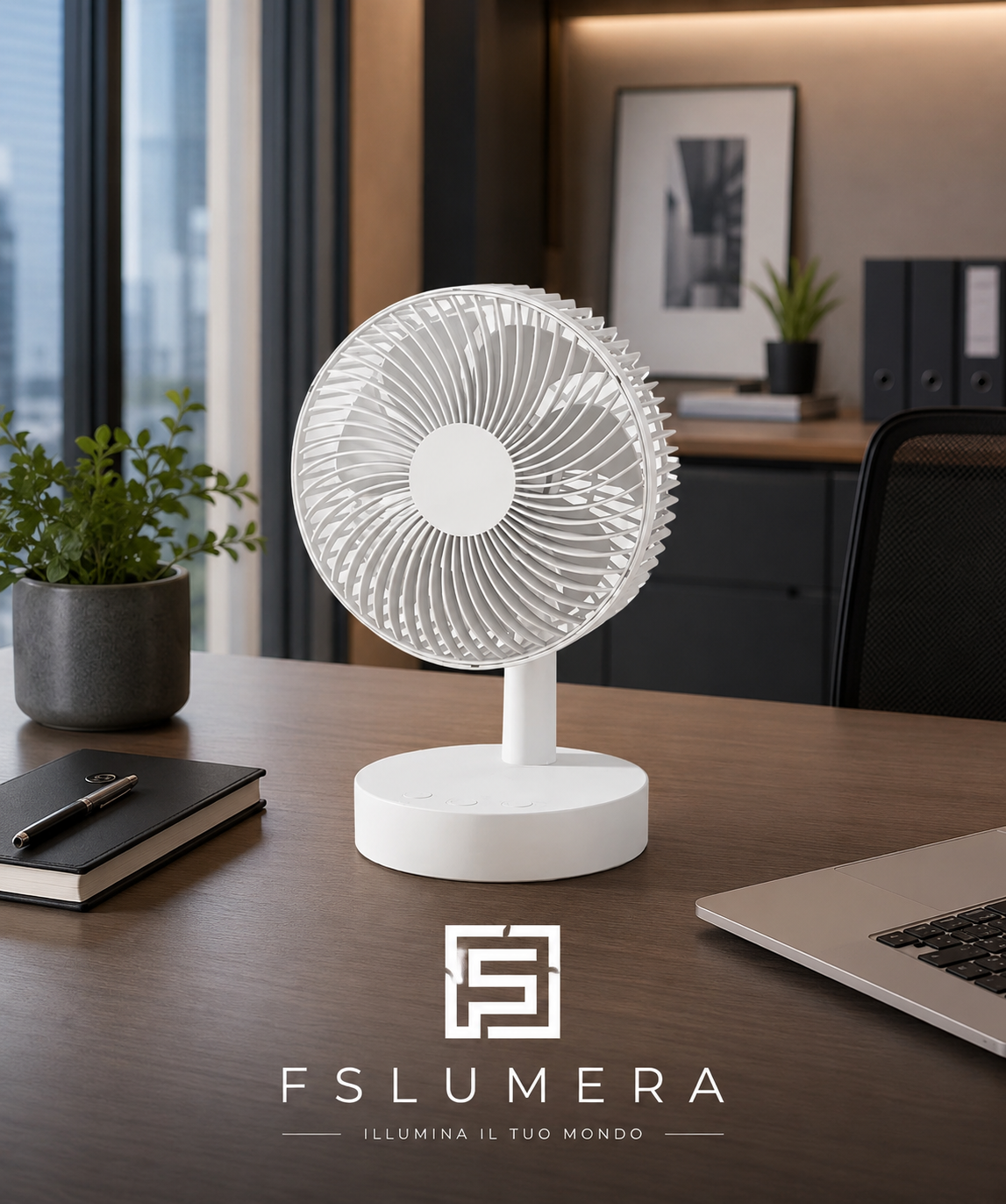 Ventilatore da Tavolo Piccolo Bianco con Timer Silenzioso, Quattro Velocità Regolabili