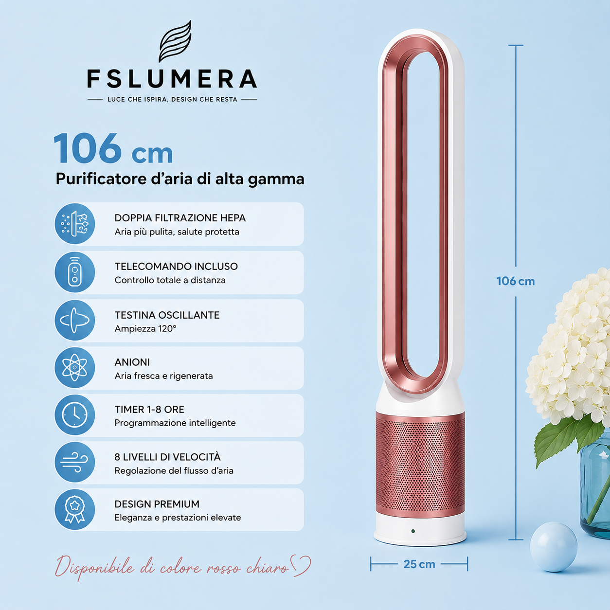 Ventilatore senza lama per circolazione di purificazione dell'aria da 42 pollici 220V, Ventilatore a torre elettrico ultra silenzioso  senza lama per l'estate