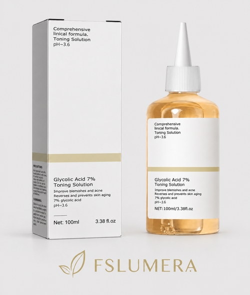 Soluzione tonificante al 7% di acido glicolico da 100 ml per rimuovere l'acne e idratare lozione ringiovanente per la pelle