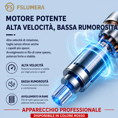 Tagliacapelli Professionale FSLUMERA con 12 Pettini, Display LCD, Batteria 2000mAh e Kit Accessori Completo