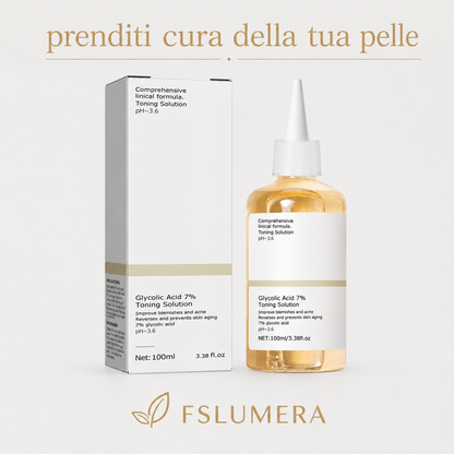 Soluzione tonificante al 7% di acido glicolico da 100 ml per rimuovere l'acne e idratare lozione ringiovanente per la pelle