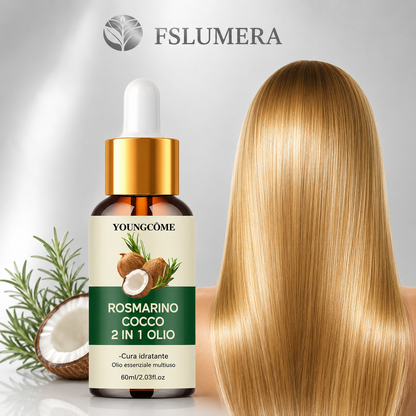 Olio essenziale di rosmarino e olio di cocco per capelli, migliora la caduta dei capelli e nutre, rinforza le radici dei capelli, trattamento per il cuoio capelluto, cura dei capelli