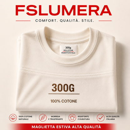Maglietta Premium FSLUMERA 300G – 100% Cotone di Alta Qualità